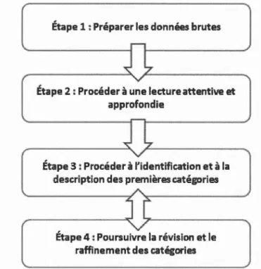 Figure 3.1 : Étapes de la démarche d ' analyse proposée par Blais et Martin eau (2006) 