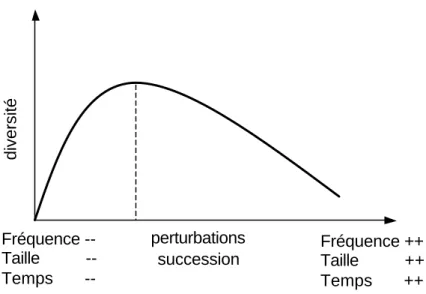 Figure I.1: dans l’hypothèse des perturbations intermédiaires, un maximum de diversité est 
