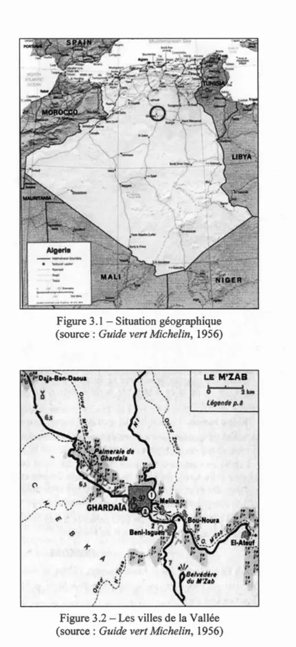 Figure 3.1  - Situation géographique  (source :  Guide  vert  Michelin ,  1956) 