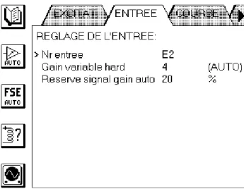 Figure 76. Parameter of the input signal: input (E1, E2, or E2-E1), hard gain, and signal reserve