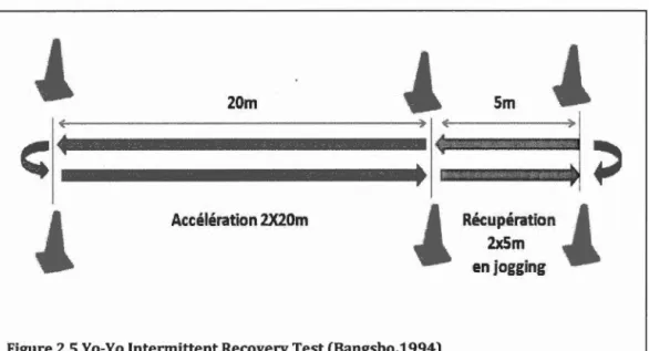 Figure 2.5 Yo-Yo  Intermittent Recovery Test (Bangsbo,1994) 