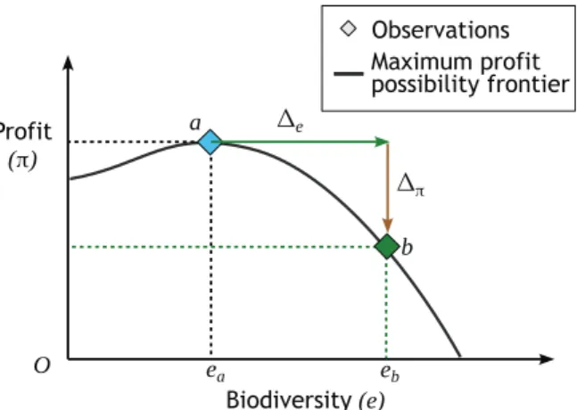 Figure 2.2: Estimation of the opportunity cost of environmental services using a maximum proﬁt function.