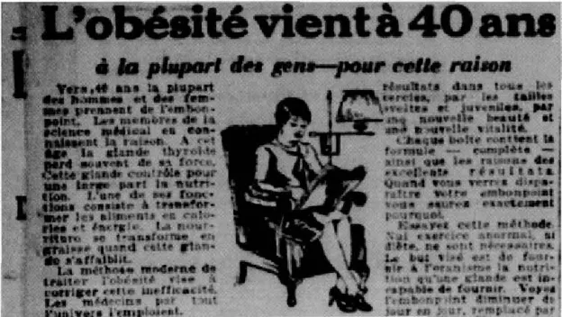 Figure 4 . 1  :  Publi ci té Marmola , La  Patrie 8 novembre  1928 ,  p .  2 
