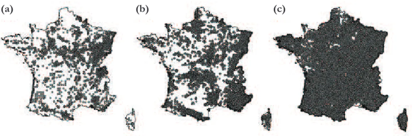 Figure  2-2   Répartition  spatiale  des  données  floristiques  forestières  issues  des  bases  de 