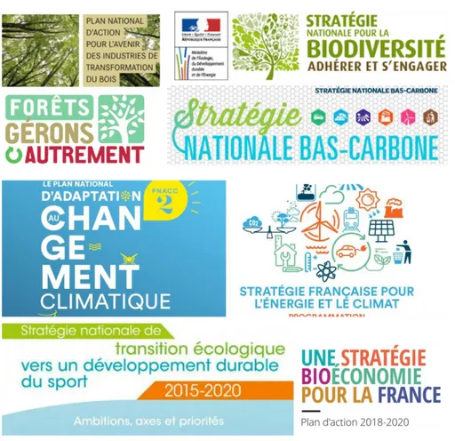 Figure 9. Y a-t-il une stratégie des Stratégies ? Logo des politiques publiques françaises en lien avec la forêt