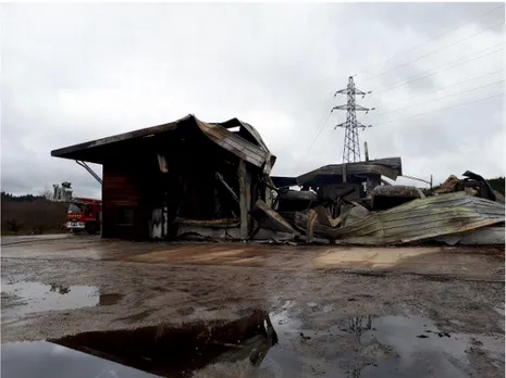 Figure 10. Incendie de l'entreprise corrézienne de travaux forestiers MECABIOFOR. 