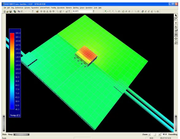 Figure 4.5.1  Aperçu de la CAO du modèle Domaine λ (W/mK) ρ (kg/m 3 ) C p (J/kgK) α (m 2 /s) δx Γ (mm) Leadframe 260 8780 38 7.79e − 004 0.52 SolderPCB 27 1070 134 1.88e − 004 0.52 DieAttach 20 11000 130 1.40e − 005 0.52 Die 110 2330 760 6.21e − 005 0.52 