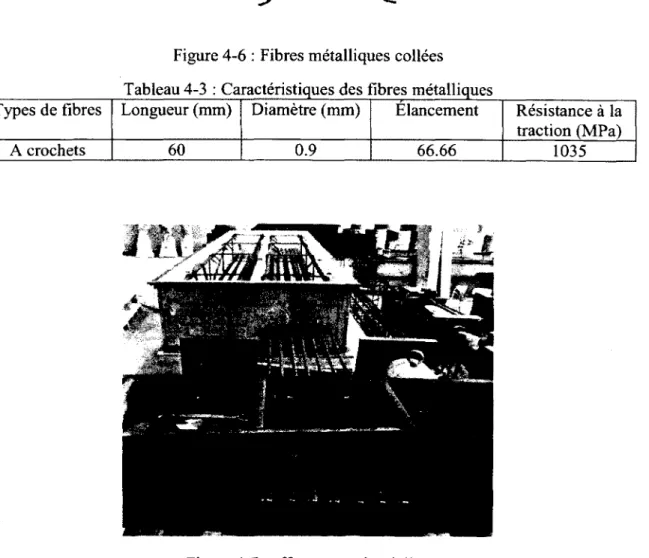 Figure 4-6  :  Fibres m étalliques  collées Tableau 4-3  :  Caractéristiques des Ibres métalliques