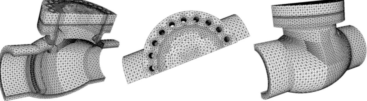 Figure 2.11 – Test case (c): half-section of an industrial flow-regulation valve (Ac- (Ac-knowledgment to VELAN SAS for providing the design data necessary for the mesh)