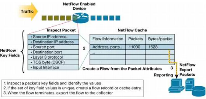 Figure 8.1: Netﬂow records and exports (Image extracted from Netﬂow white papers [CISb])