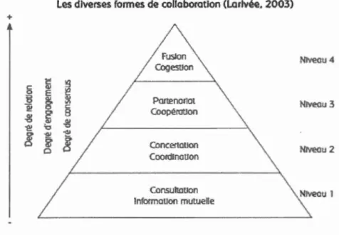 Figure 1.1  Les diverses  formes  de  collaboration (Larivée, 2003) (p . 530) 