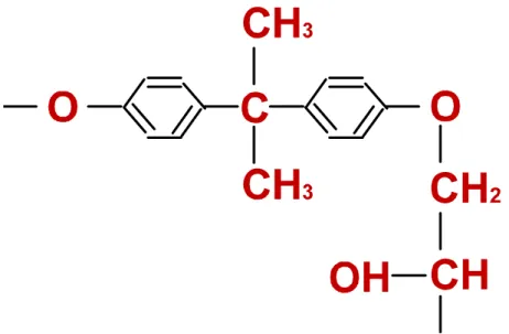 Figure 2.  Formule développée de la structure chimique de base de la résine époxyde (formule  brute -C 17 H 18 O 3 -)