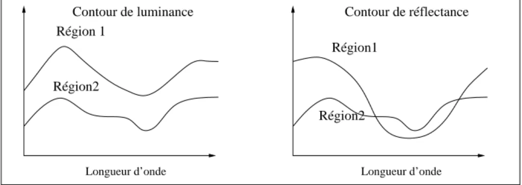 Fig. 3.12  Diérence de prol des contours de réectance et des contours de luminance