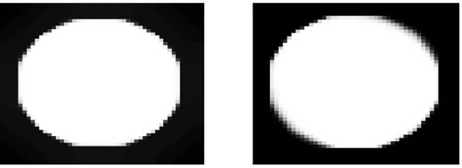 Figure 2.6: Denoising of a disk using the algorithm of Appleton-Talbot (left) and Chan-Zhu (right)