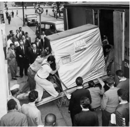 Figure 1-1: A 5-Megabyte IBM hard drive transported in 1956. Photo credit: IBM Company.