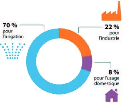 Figure 3.1 Utilisation de l'eau dans le monde (tirée de : Planetoscope, 2012) 