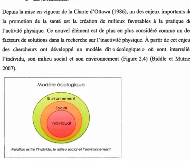 Figure 2.4 : Modèle écologique selon la représentation de Biddle et Mutrie (2007). 