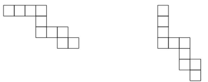 Figure 2.17 – Ruban de la composition (4, 1, 3, 2) et sa transpos´ee.