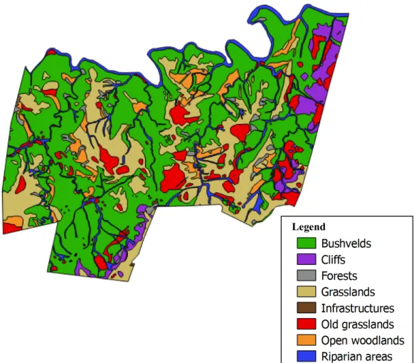 Figure 4. A) Distribution of the 26 land cover types and B) Distribution of the 9 land cover 