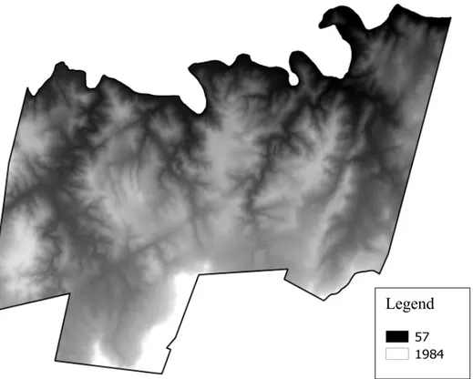 Figure 5. Digital elevation model (20 m) in Ithala Game Reserve, KwaZulu-Natal, South 