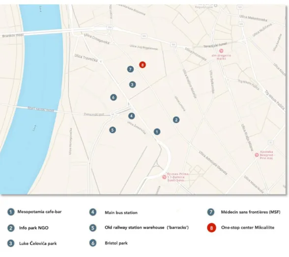 Figure 2: Plan du centre-ville de Belgrade 