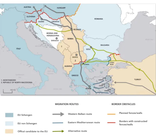 Figure 7: Migrations par les Balkans (2015 à 2019 ).      