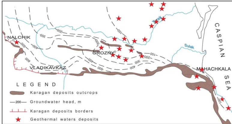 Fig.  2.6.  Schematic  map  of  the  Karagan  deposits  piezometric  levels  of  southeast  of  the  East 