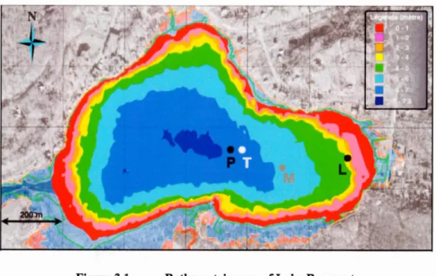 Figure 3.1  Bathymetrie map of Lake Bromont 