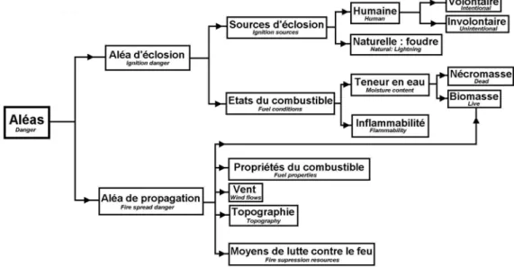 Figure 4. Structure et composants des aléas de feu de forêt 