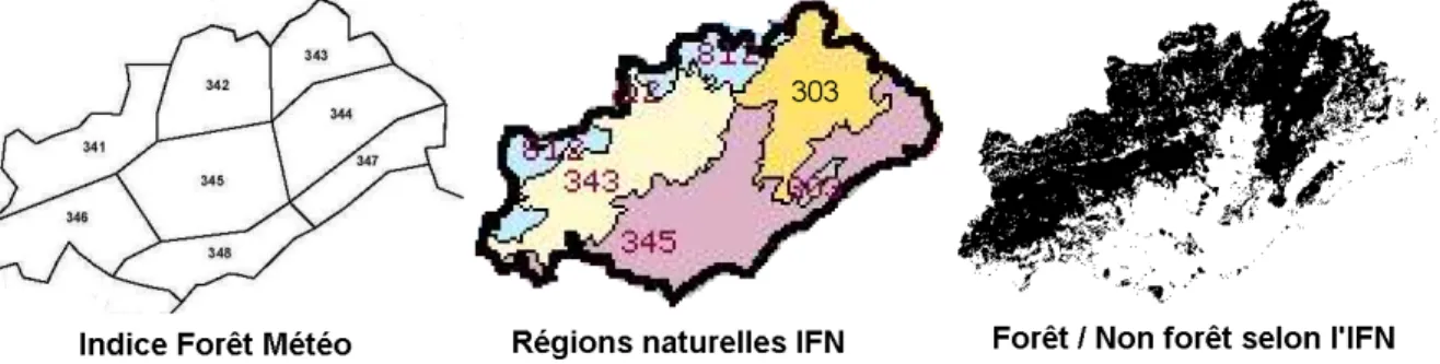 Figure 8. Comparaison de différents découpages pour le département de l’Hérault 