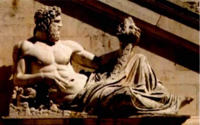Figure  3  :  S c ulpture représentant le Tevere  s ur  la  plac e  du  Ca mpido g lio  ( d e vant la  Mairie  de  Rome) 