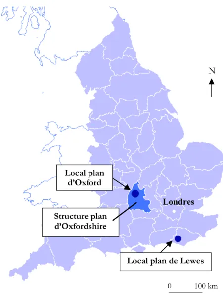 Figure 4 : Localisation des sites étudiés en Angleterre 
