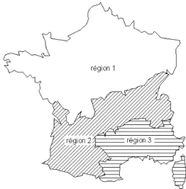 Figure 2 : Découpage de la France en régions de pluviométrie homogène 