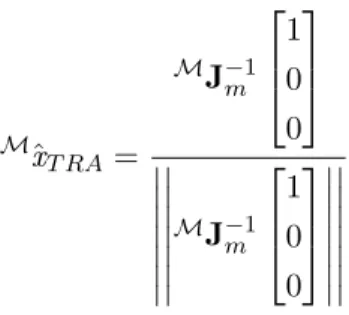 Figure 2.2  a) Illustration des repères M et R et b) illustration du repère xe O.
