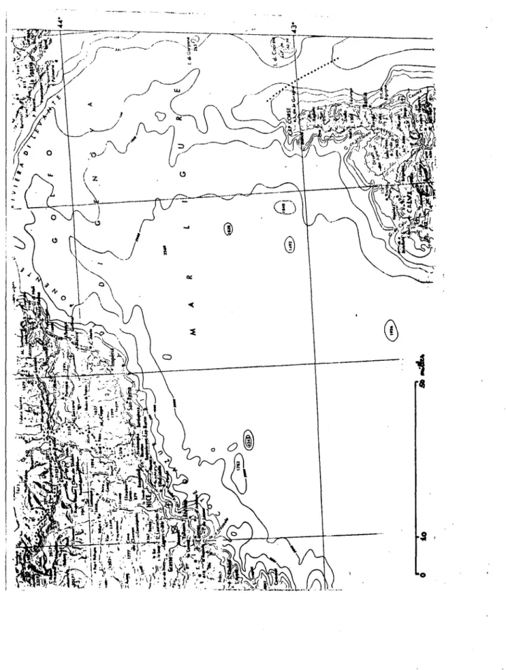 Fig. II. 2  Carte  bathymétrique  du  bassin  ligure-provençal.  Les  profondeurs  sont  exprimées  en  mètres