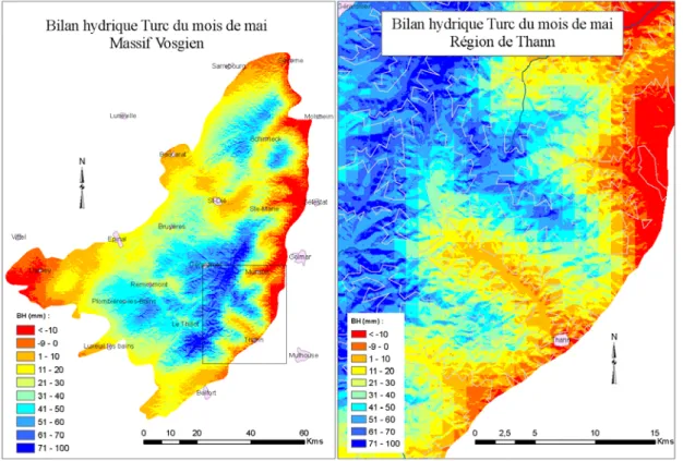 Figure 3. Bilan hydrique Turc du mois de mai du Massif Vosgien 