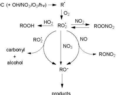 Figure 3 . Mécanisme d’oxydation des COV (Atkinson, 2008). 