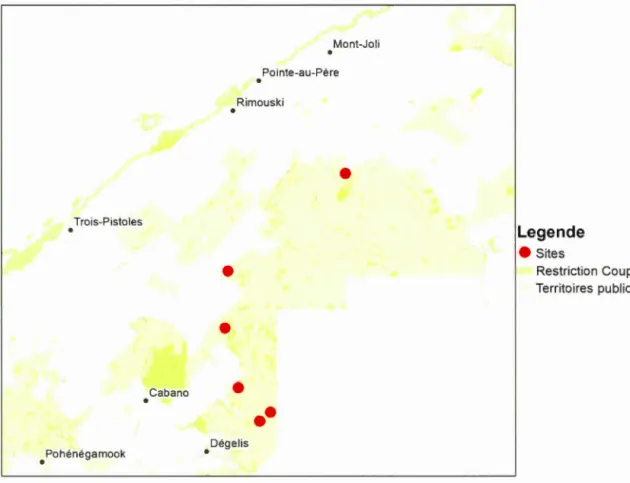 Figure  1-1 :  Ca rte de  la  zone  d'étude et localisation des  sites 