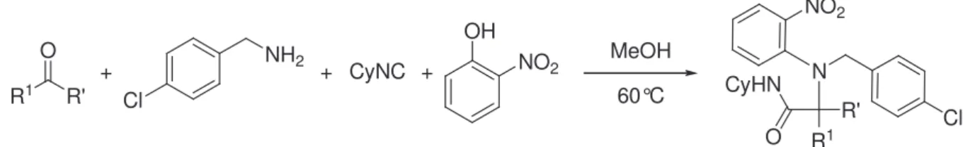 Tableau II.3 Variation du composé carbonylé dans le couplage Ugi-Smiles avec l’ortho-nitrophénol 