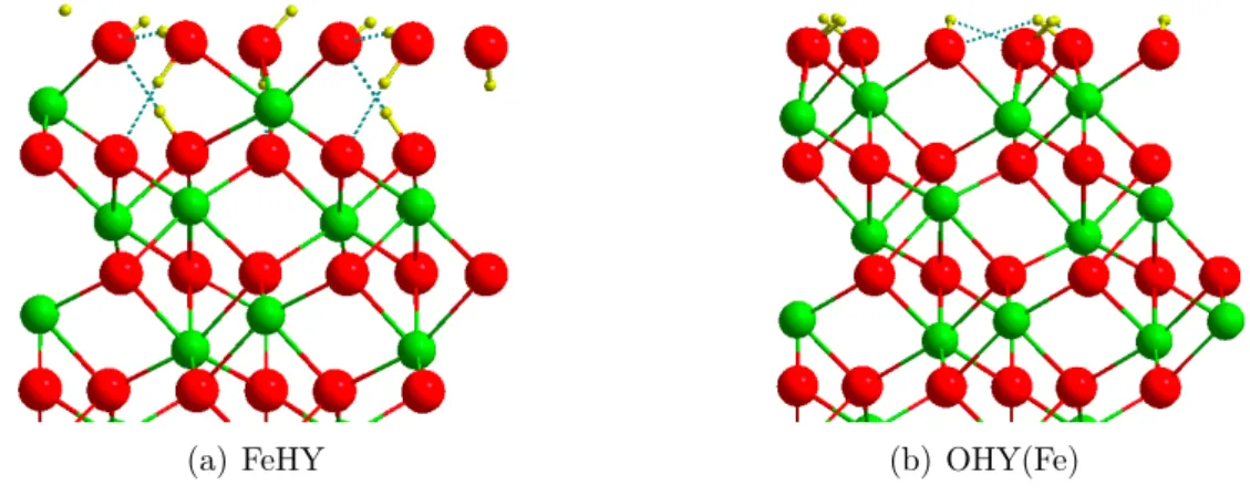 Figure II.9 : Structures optimisées des surfaces hydroxylées de l’oxyde de fer