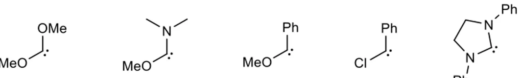 Figure 16. Différents carbènes utilisés pour réagir sur les 1,2,4,5-tétrazines pour donner des tétrazoles