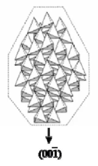 Figure 3: Vue de la structure cristallographique du ZnO hexagonal sous forme de tétraèdres d’atomes 