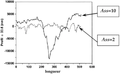 Fig. 3.4: Comparaison entre un profil contenant une rayure et un profil vierge (d’apr`es [Shibata et al., 2003]) 
