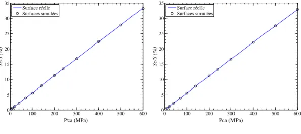 Fig. 3.19: Aire de contact relative Sc/S en fonction de la pression de contact apparente Pca 