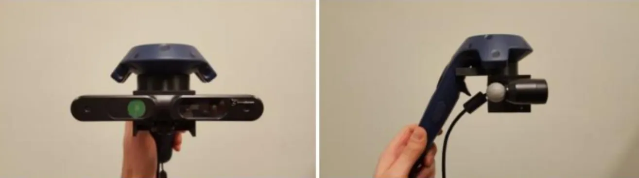 Figure 11: Vue de face (image de gauche) et de côté (image de droite) de notre scanner 3D portable  personnalisé
