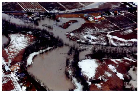 Figure 0 .1  Inondation  à  la  suite  d ' un  embâcle  de  glace  sur  la  rivière  l' Acadie  (Berthiaume ,  2014) 
