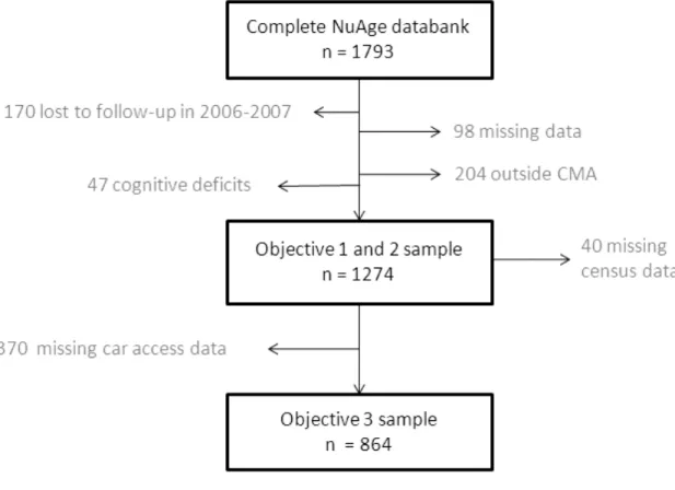 Figure 1 : Formation of the analytical samples from the NuAge databank 