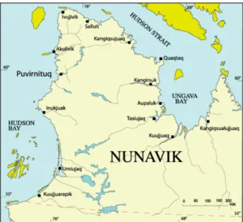 Figure ii Carte du Nunavik (tiré de Savard et al. 2014). 
