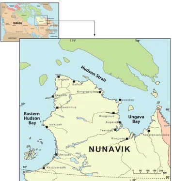 Figure 1.1 Map of Nunavik (Lemire et al. 2015) 