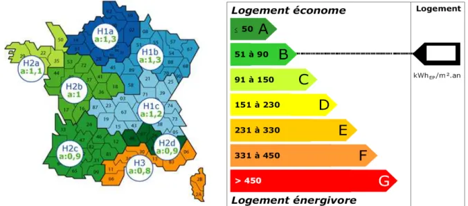 Figure 2 Coefficient de rigueur climatique à appliquer à l’objectif annuel de 50 kWh EP /m² selon la 